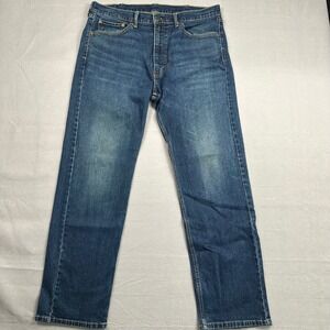 Levis 505 Regular Fit Straight Leg Jeans Mens 38x32 Dark Wash Blue